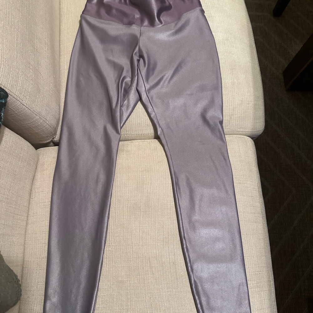 Koral Lustrous Purple High Rise Leggings Size Small Metallic Shine